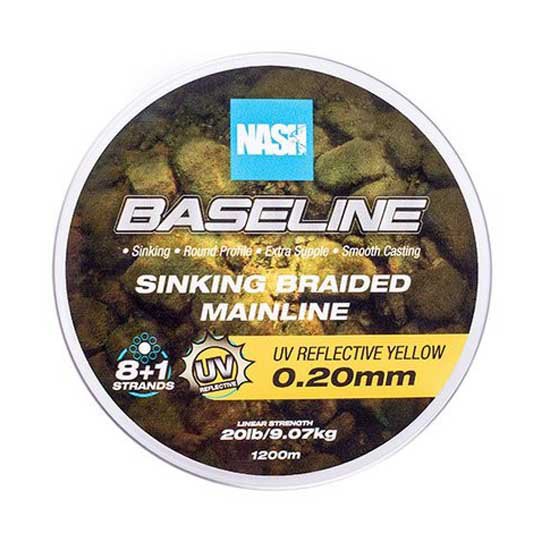 Nash T6013 Плетёная леска Baseline Sinking 1200 m UV Yellow 0.240 mm