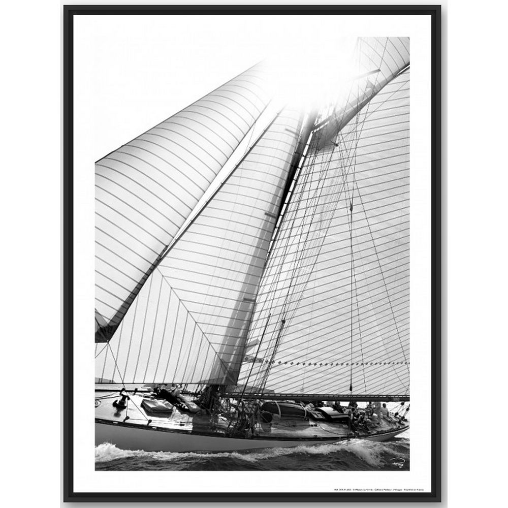 Постер Классическая яхта "Classic Yacht" Филиппа Плиссона Art Boat/OE 304.01.223NC 30x40см чернобелый в черной рамке с веревкой