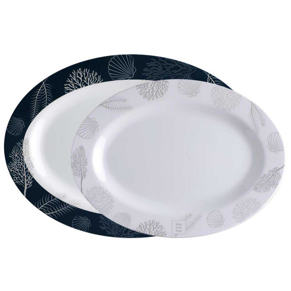 Набор сервировочных тарелок Marine Business Living 18009 300x225мм 350x255мм 2шт из белого/синего меламина