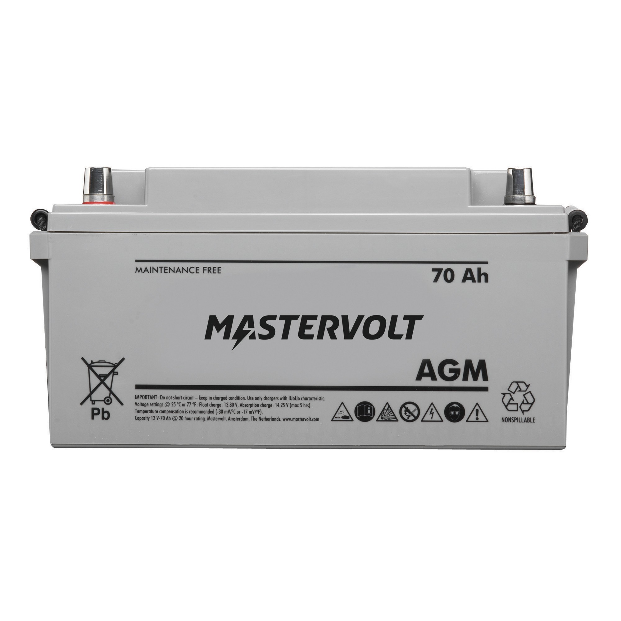 Судовой необслуживаемый аккумулятор Mastervolt AGM 12/70 62000700 12 В 70 Ач 290/460 А 348 x 167 x 178 мм
