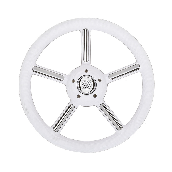Рулевое колесо Ultraflex V56W/CH 21406Z Ø350x95мм рукоятка из белого полиуретана с хромированными вставками