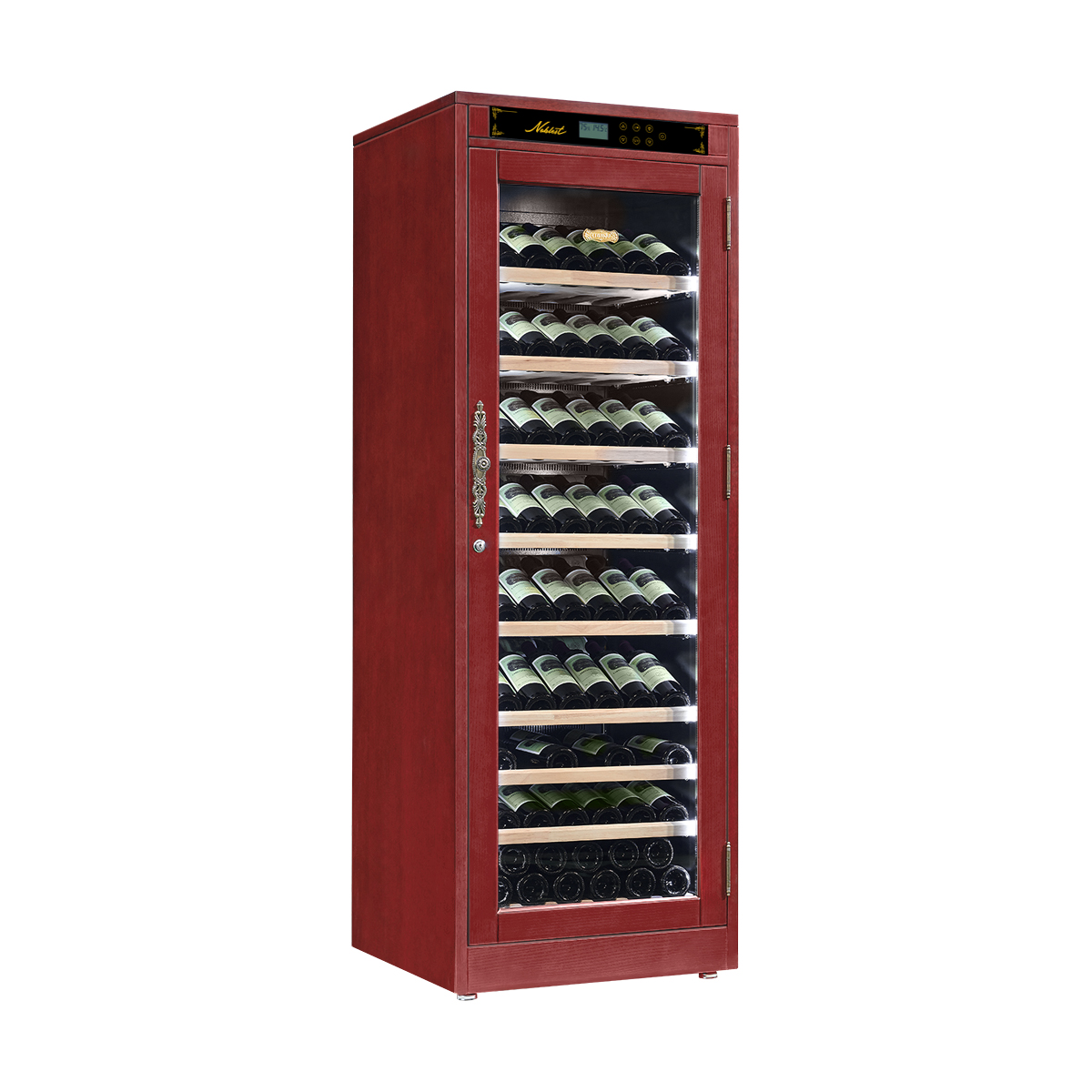 Винный шкаф однозонный отдельностоящий Libhof Noblest NP-102 Red Wine 640х610х1830мм на 102 бутылки из американского дуба "красное вино" с белой подсветкой