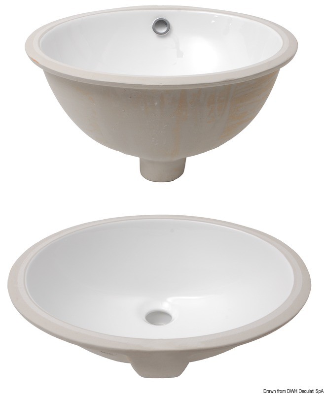 Купить Овальная мойка из белой керамики 430 x 360 x 195 мм, Osculati 50.188.97 7ft.ru в интернет магазине Семь Футов