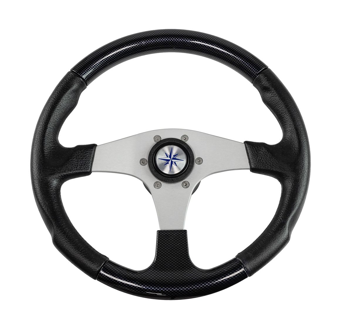 Купить Рулевое колесо EVO MARINE 2 обод черный, спицы серебряные д. 355 мм Volanti Luisi VN850001-35 7ft.ru в интернет магазине Семь Футов