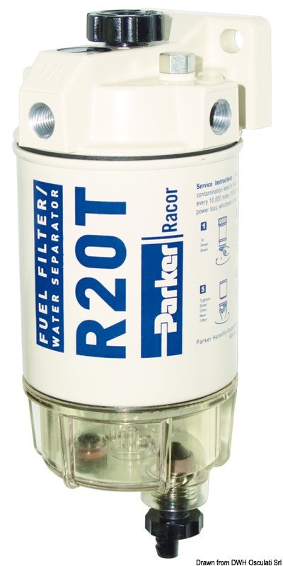 Купить Фильтр-сепаратор RACOR 230 R производительность 114 л/ч сменный картридж 10/30 мкм, Osculati 17.675.03 7ft.ru в интернет магазине Семь Футов