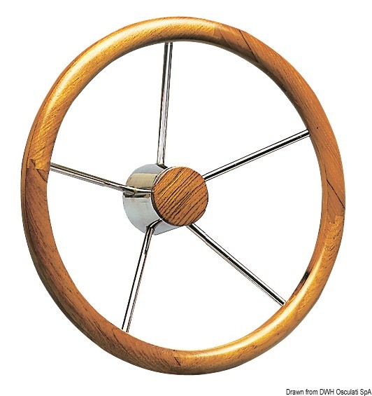 Купить SS steering wheel w/teak external rim 400 mm, 45.165.02 7ft.ru в интернет магазине Семь Футов