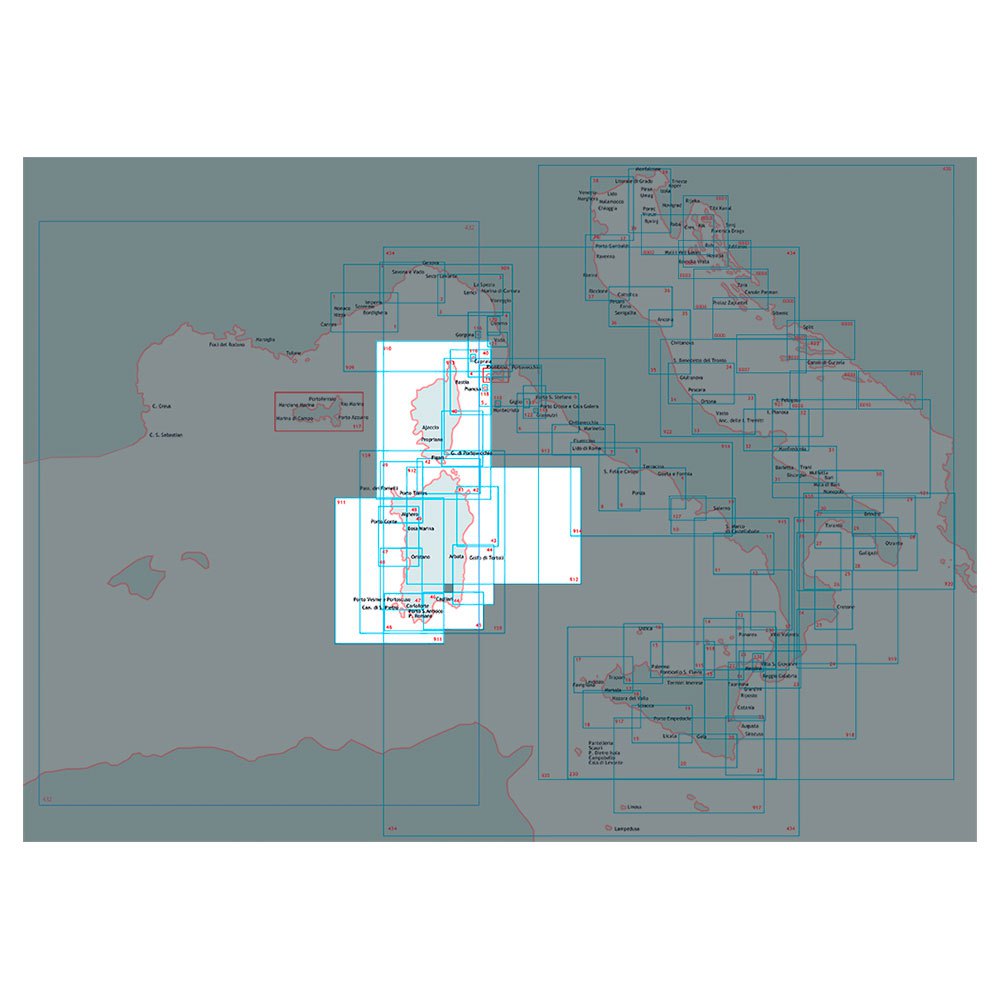 Istituto idrografico 100045 Capo Carbonara-Capo Spartivento Морские карты Бесцветный