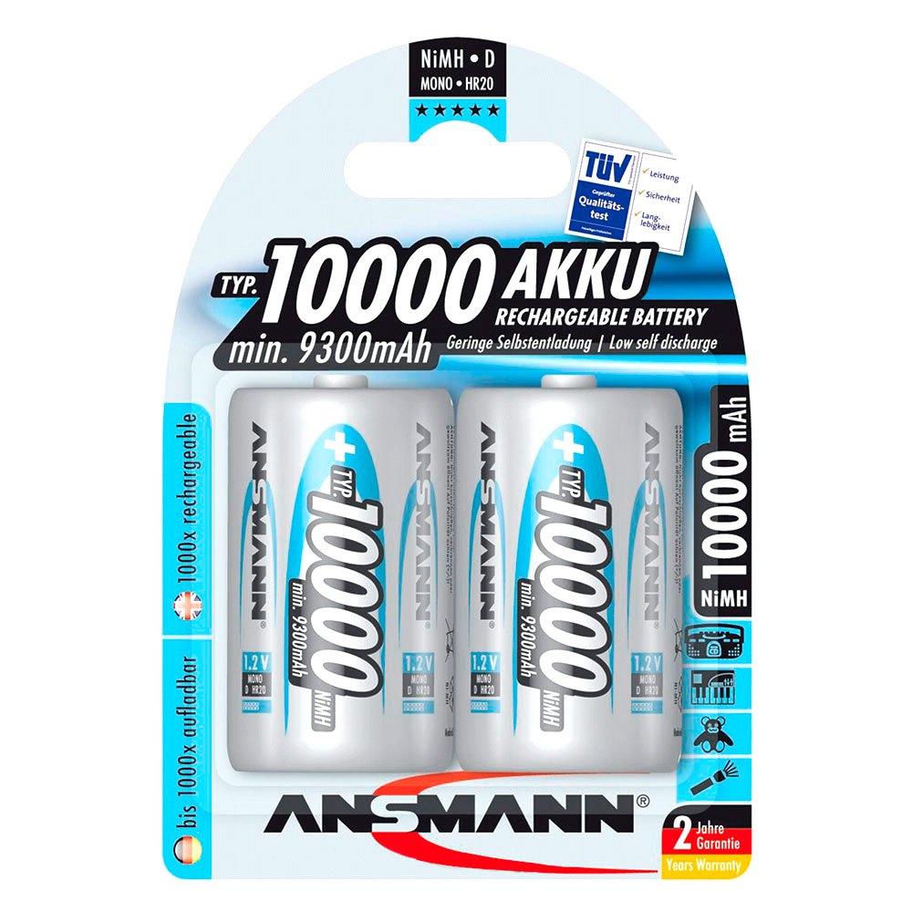 Ansmann 5030642 10000 Mono D 9300mAh 1x2 Перезаряжаемый 10000 Mono D 9300mAh Аккумуляторы Серебристый Silver
