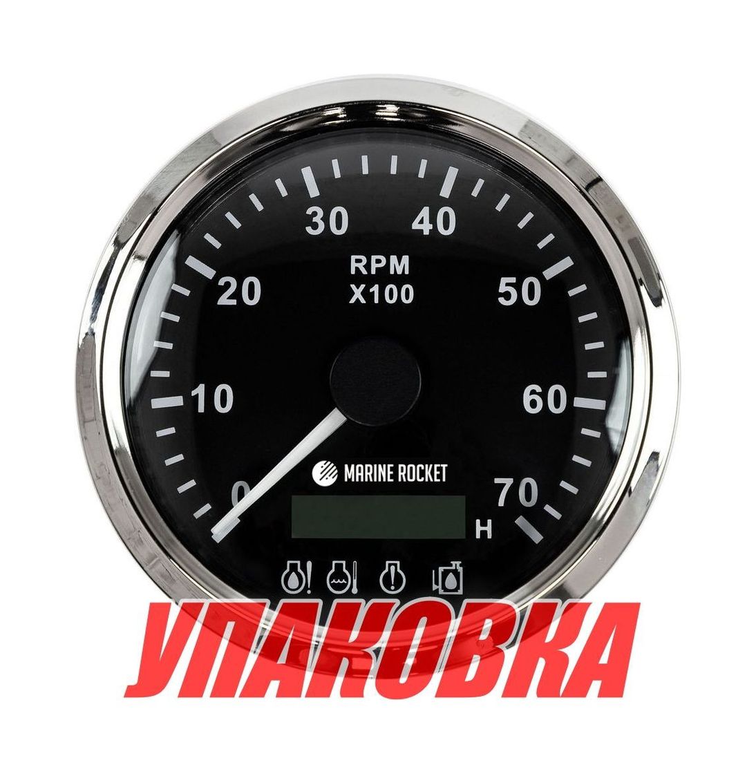 Купить Тахометр 0-7000 об/мин с аварийной сигнализацией делитель 1-10, черный циферблат, нержавеющий ободок, Marine Rocket (упаковка из 30 шт.) TM7002BSMR_pkg_30 7ft.ru в интернет магазине Семь Футов