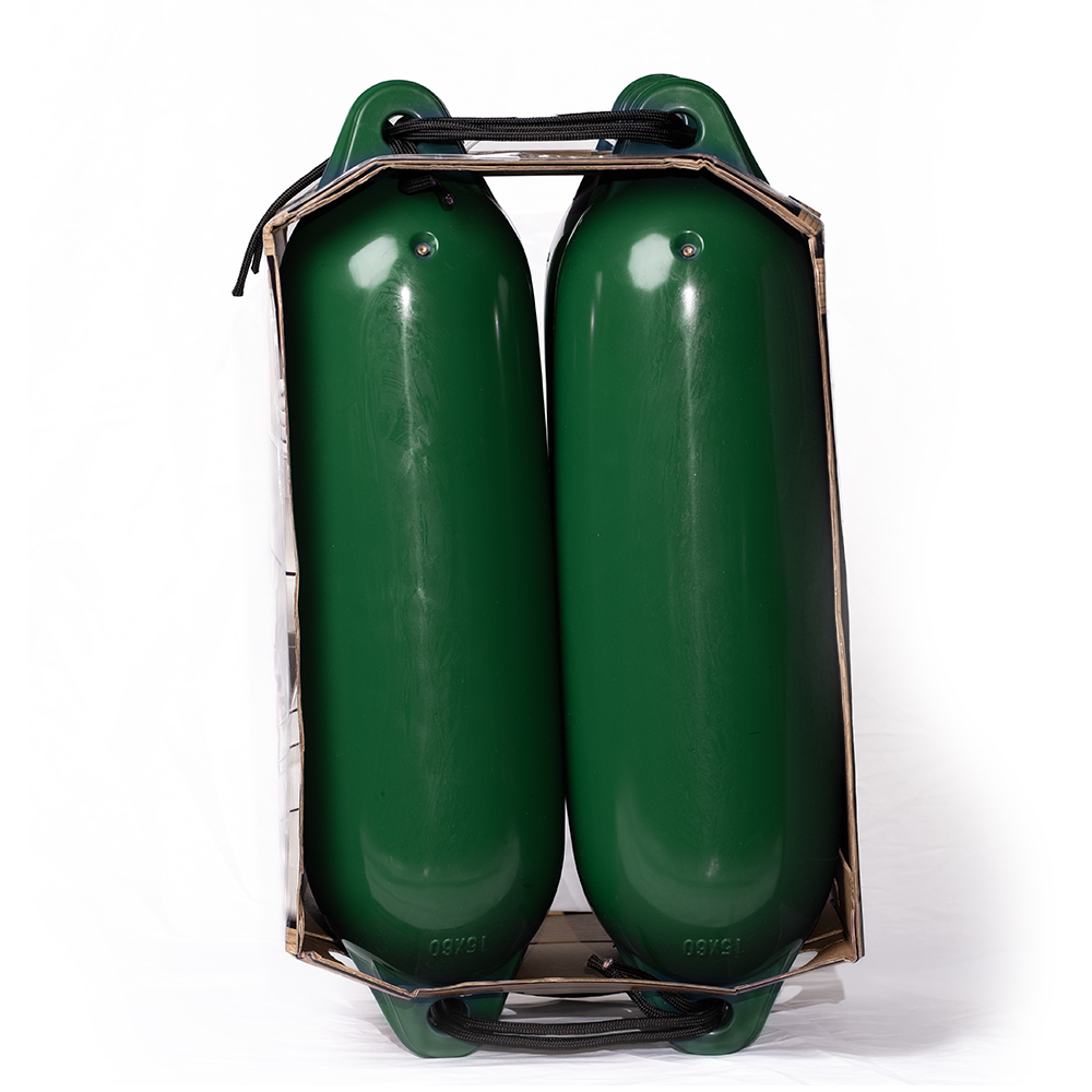 Комплект Polimer Group MFM15602P из 4-х надувных цилиндрических кранцев 15х60см 1,3кг из пластика цвета зелёный металик общий вес 6кг