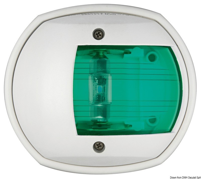 Купить Бортовой огонь светодиодный Sphera Design Compact 12 LED зелёный 112,5° 12 В 0,8 Вт 80 x 42 x 70 мм в белом корпусе для судов до 12 м, Osculati 11.448.12 7ft.ru в интернет магазине Семь Футов