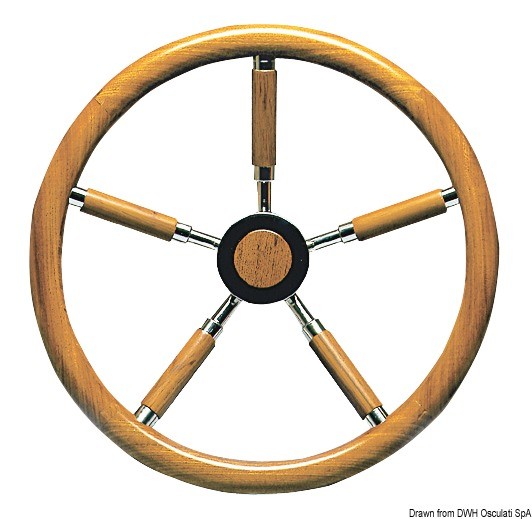 Купить SS steering wheel w/teak external rim 400 mm, 45.167.40 7ft.ru в интернет магазине Семь Футов