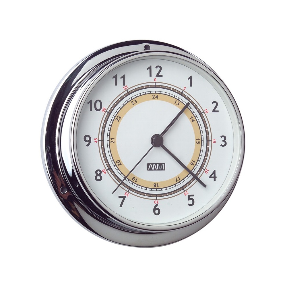 Часы кварцевые судовые Termometros ANVI 32.1514 из хромированной и полированной латуни 120x95 мм