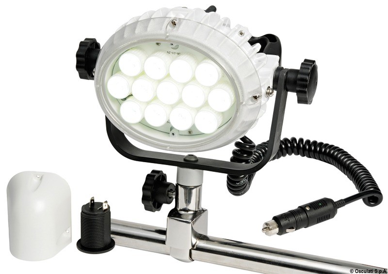 Купить Прожектор светодиодный с креплением на носовой релинг Night Eye LED 12В 13Вт 3000Лм, Osculati 13.235.03 7ft.ru в интернет магазине Семь Футов
