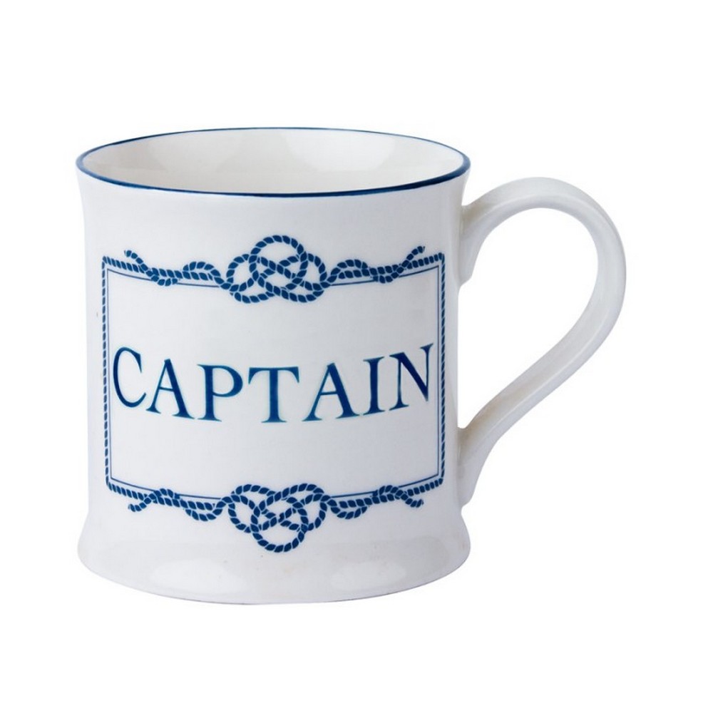 Кружка "Captain" Nauticalia 6289 Ø89мм 100мм 360мл из белого фарфора с синей надписью