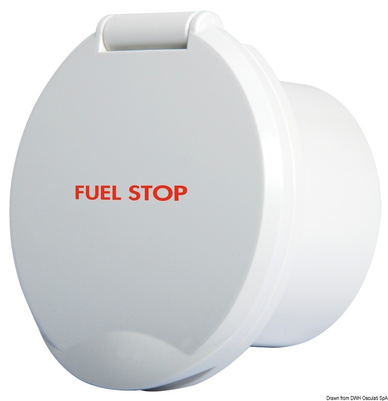 Купить Врезная монтажная ниша Classic EVO Ø95мм c надписью Fuel Stop из белого ABS-пластика, Osculati 17.452.56 7ft.ru в интернет магазине Семь Футов