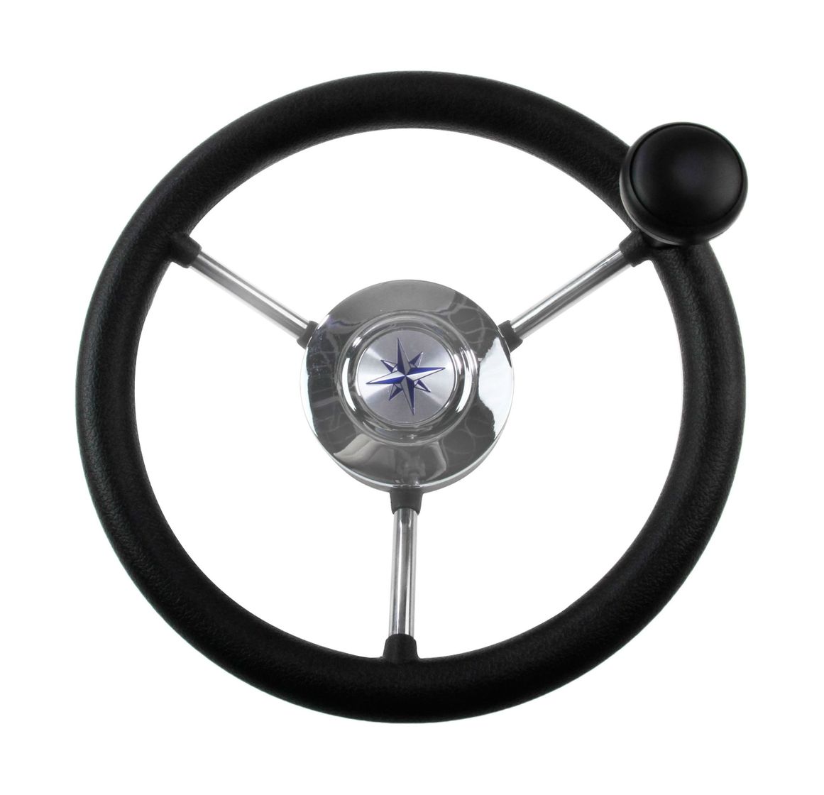 Рулевое колесо LIPARI обод черный, спицы серебряные д. 280 мм со спинером Volanti Luisi VN828050-01