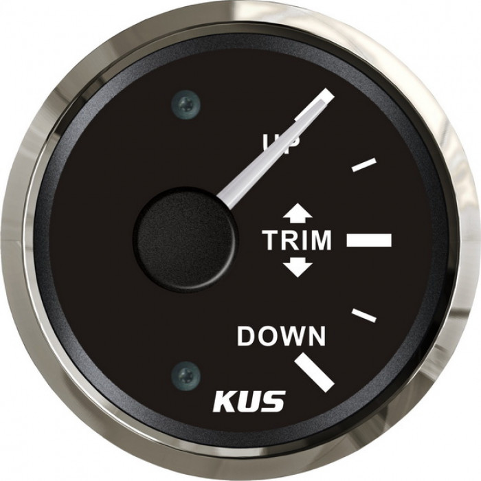 Указатель трима для подвесного мотора KUS BS KY09028 Ø52мм 12/24В IP67 0-190Ом UP-TRIM-DOWN чёрный/нержавейка