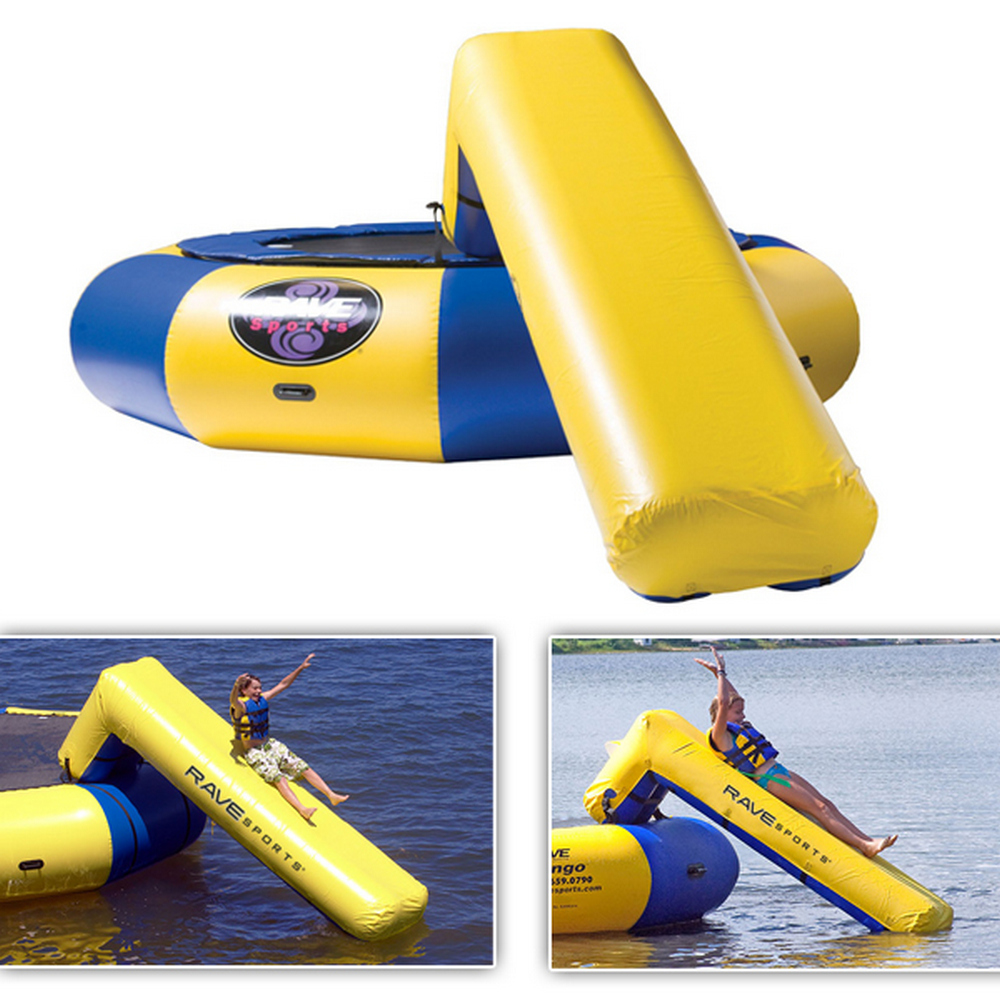 Горка надувная водная дополнение к батуту Rave Sports Aqua Slide 02004 3400 x 910 x 1070 мм желтый/синий  без батута