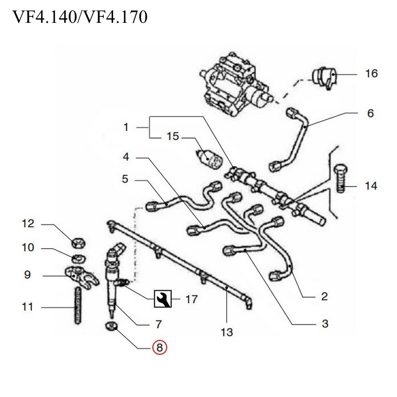 Уплотнительное кольцо форсунки Vetus VFP01187 для двигателей VF4.140/VF4.170/VF5.220/VF5.250