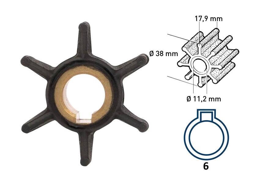 Купить Крыльчатка для подвесных моторов Johnson/Evinrude 2/4/6 л.с. 47621-bvs 7ft.ru в интернет магазине Семь Футов