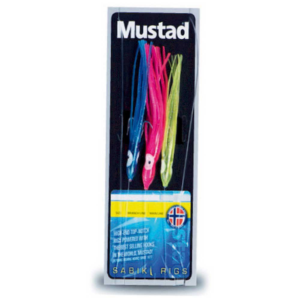 Mustad CL-RIG39-3/0-10 Squid 3 Hooks Голубой  Blue / Fuchsia / Yellow 3/0 