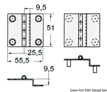 Купить S.S knee hinge 55x51x9.5 mm 38.822.10 7ft.ru в интернет магазине Семь Футов