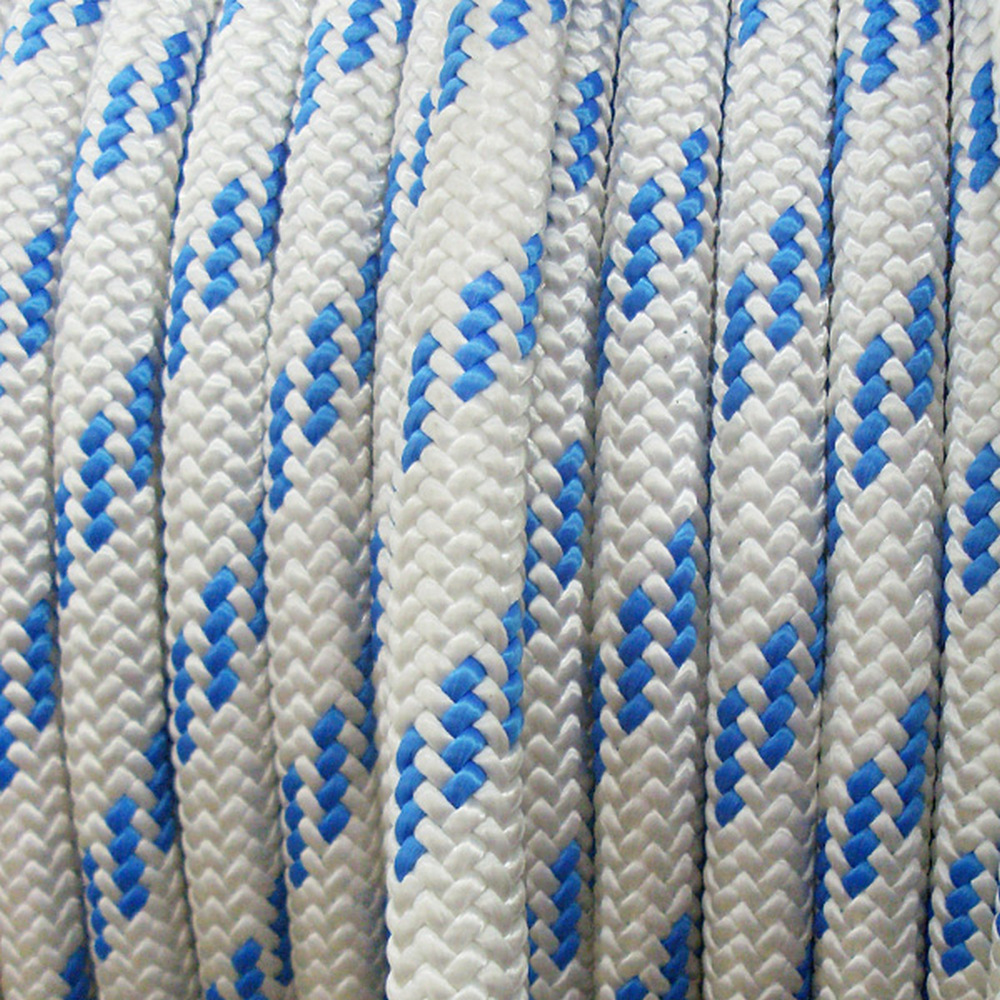 Фал двойного плетения Monteisola Corde Dyneema SK75 DTD12 1м Ø12мм из белого волокна Dyneema SK75 с синей сигнальной прядью