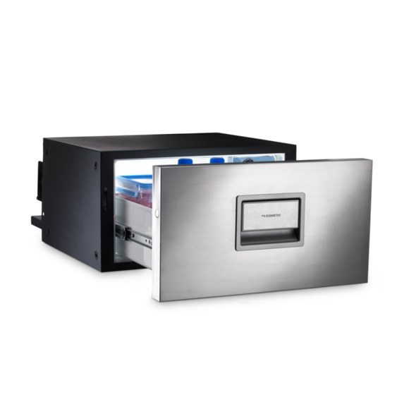 Выдвижной холодильник Dometic CoolMatic CD 20 9600008370  440x250x564 мм 20л серебристая дверца