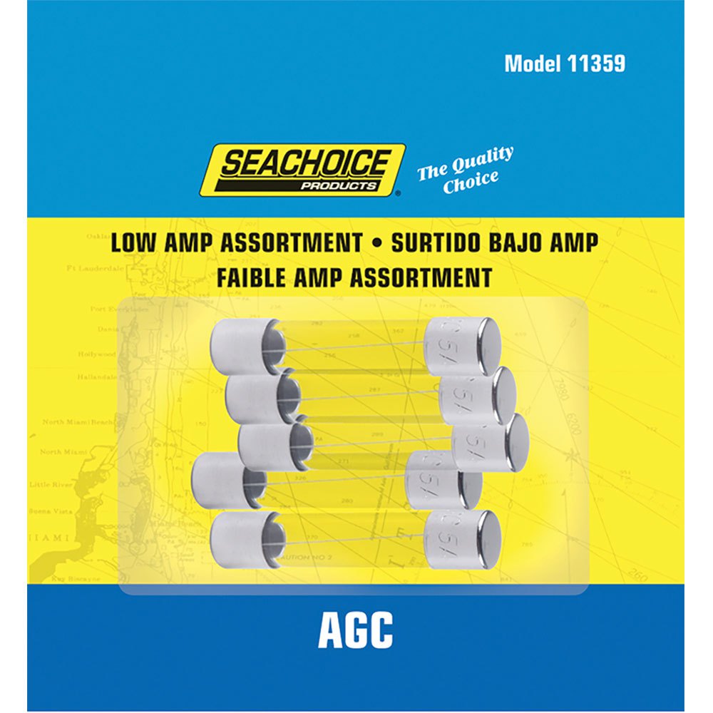 Seachoice 50-11359 AGC Комплект маломощных стеклянных предохранителей Бесцветный Clear