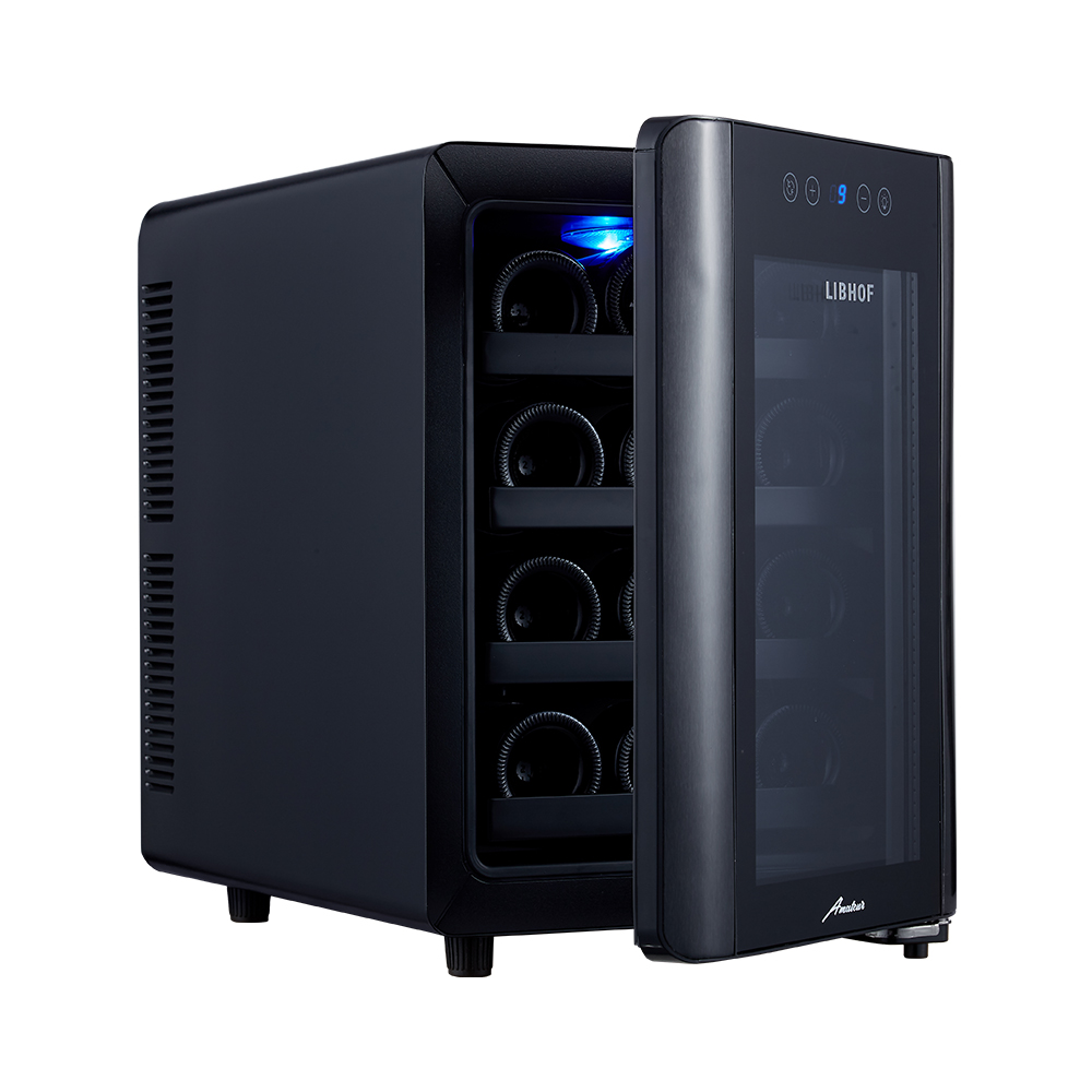 Винный шкаф термоэлектрический Libhof Amateur AX-12 Black 340х500х475мм на 12 бутылок черный с синей подсветкой