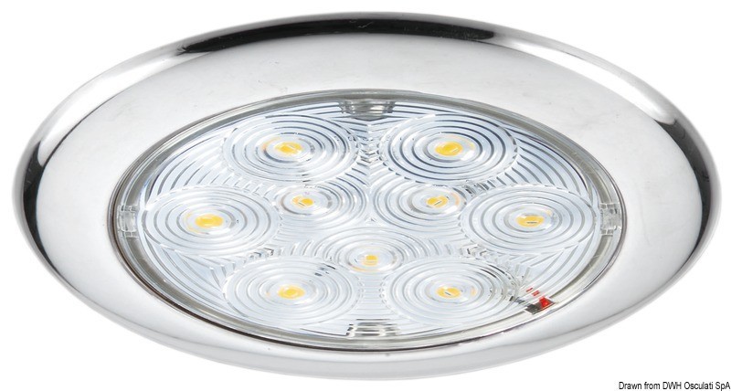 Купить Накладной LED светильник 12В 5Вт 162Лм накладка из нержавеющей стали, Osculati 13.179.90 7ft.ru в интернет магазине Семь Футов
