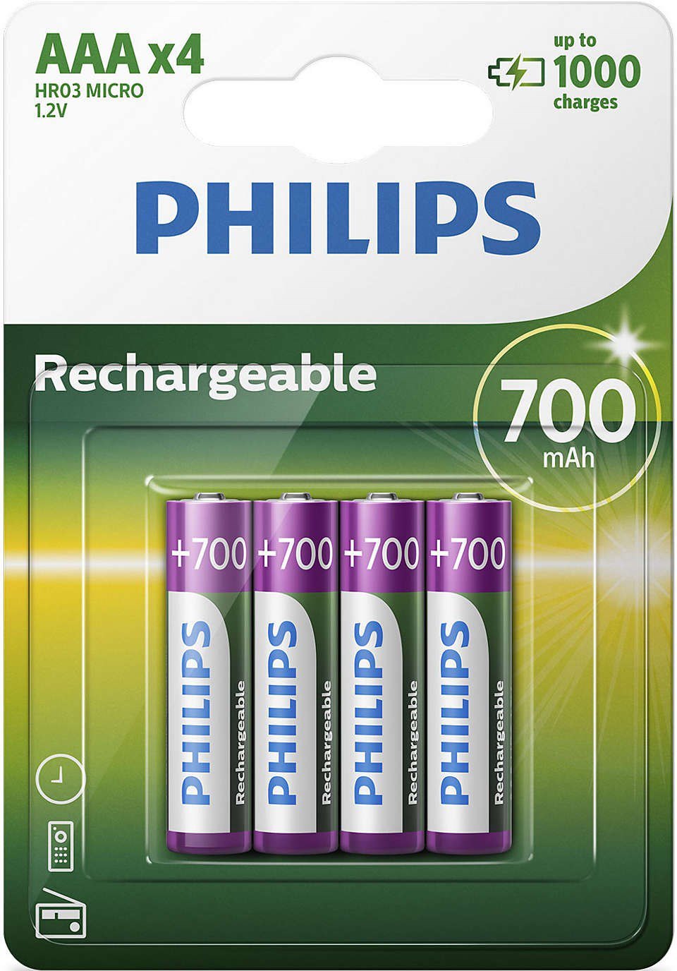 Philips Аккумуляторы R03B4A70 Aaa 700Mah Pack4 Черный