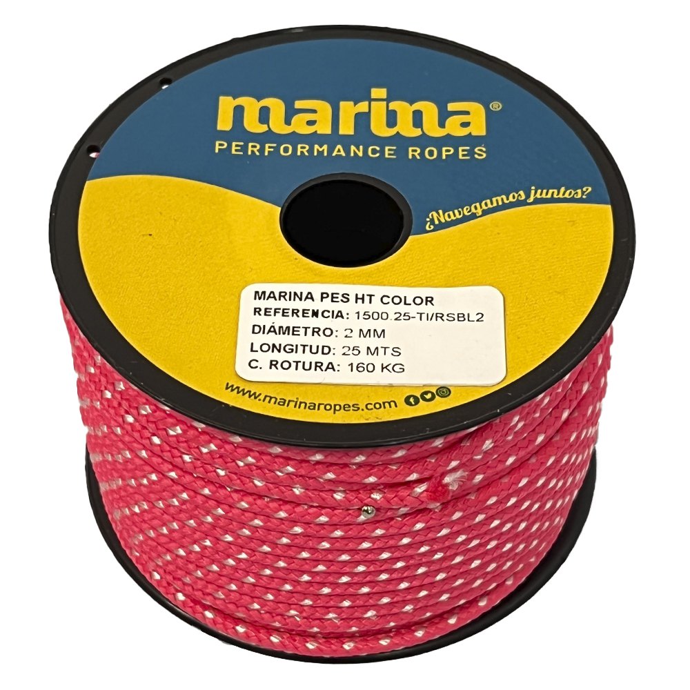 Marina performance ropes 1500.25/RSBL2 Marina Pes HT Color 25 m Двойная плетеная веревка Золотистый Pink / White 2 mm 