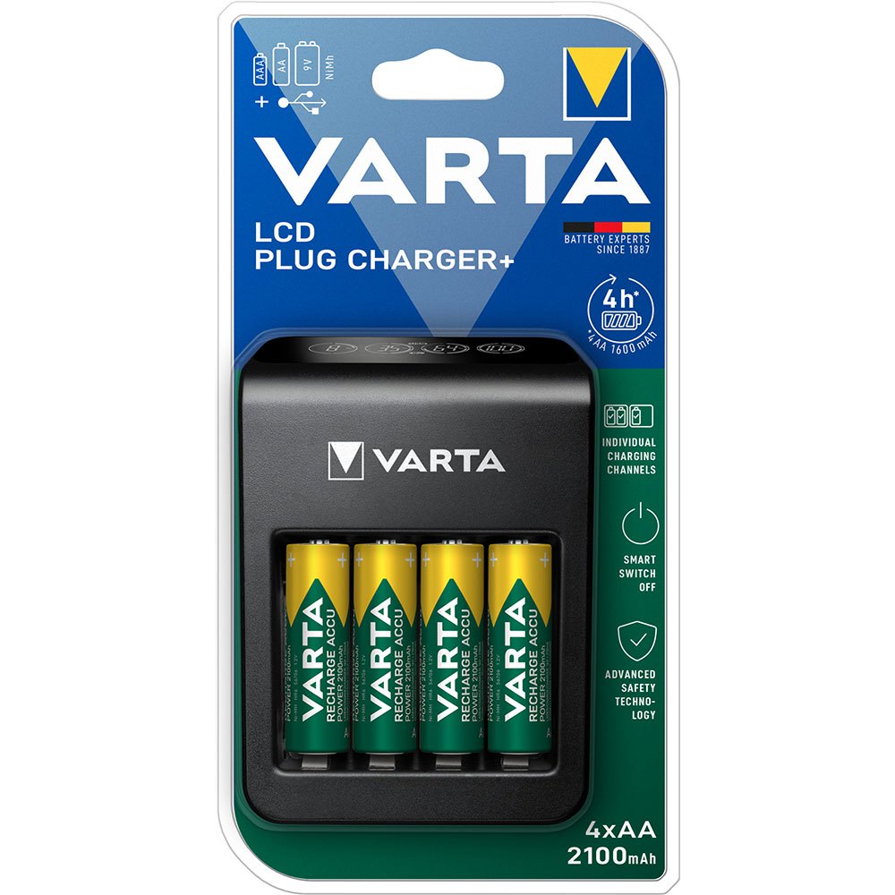 Varta 57687101441 Зарядное устройство для мопсов с ЖК-дисплеем + с 4x2100mAh AA Черный Black