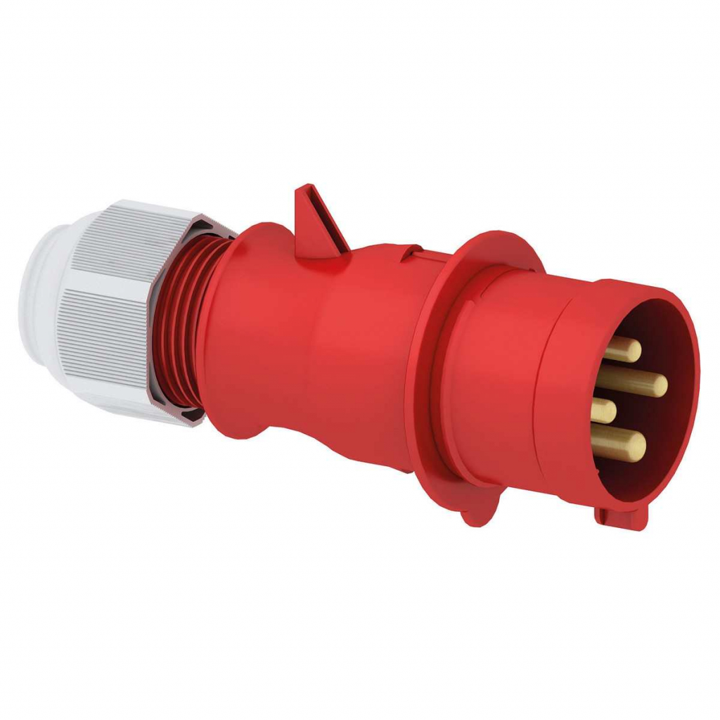 Вилка с разгрузкой натяжения кабеля Bals 21017-TLS 400 В 32 А 4 полюса IP44 винтовые клеммы красная