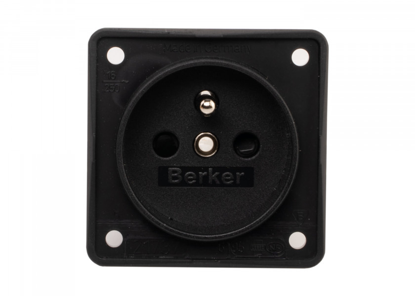 Купить BERKER 9619505 Розетка с заземляющим контактом Франция/Бельгия/черный, матовый 48539-bvs 7ft.ru в интернет магазине Семь Футов