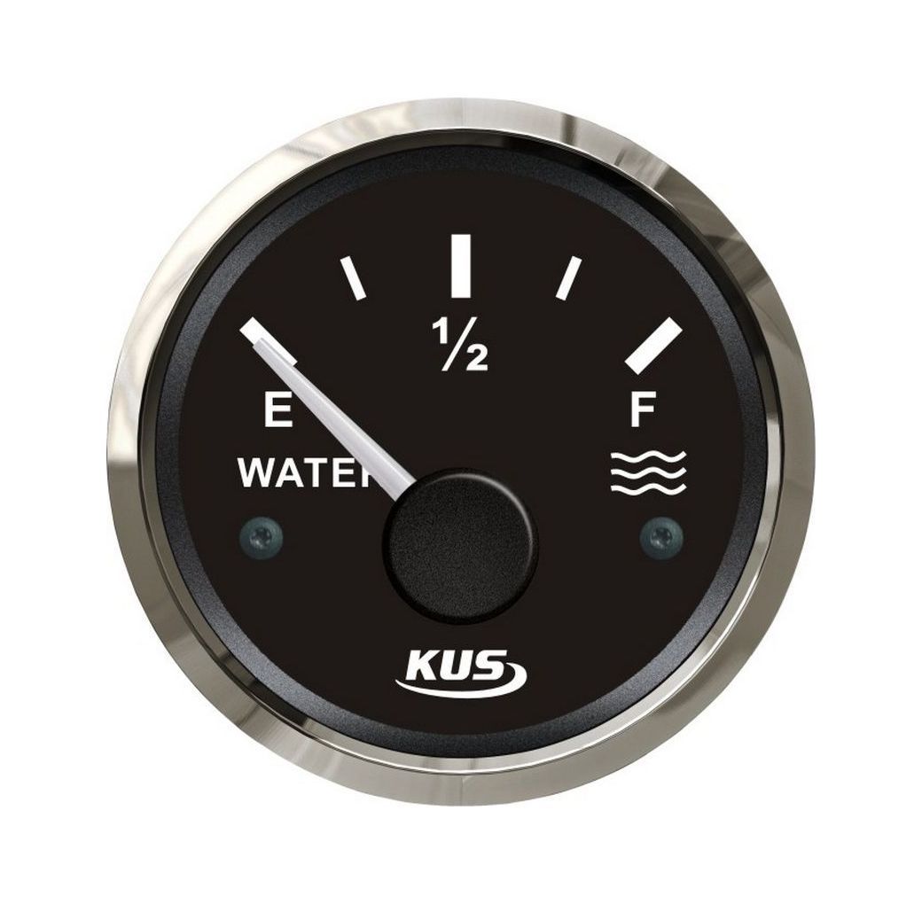 Указатель уровня пресной воды 0-190 Ом (ЕВРО), черный циферблат, нержавеющий ободок, д. 52 мм KUS JMV00269_KY11004_sale