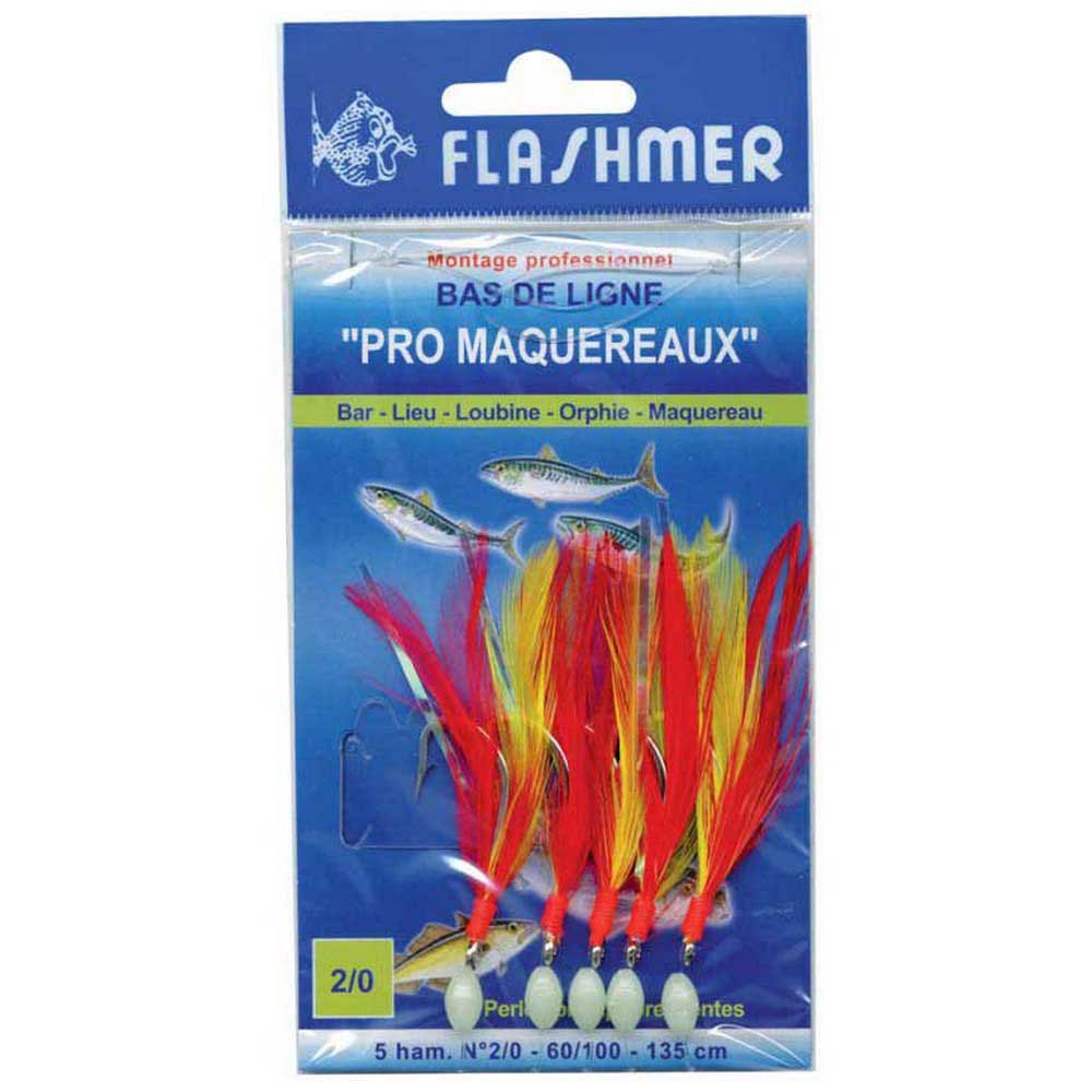 Flashmer PMP5C Pro Maquereaux Рыболовное Перо 5 крючки Красный Red / Yellow 2/0 