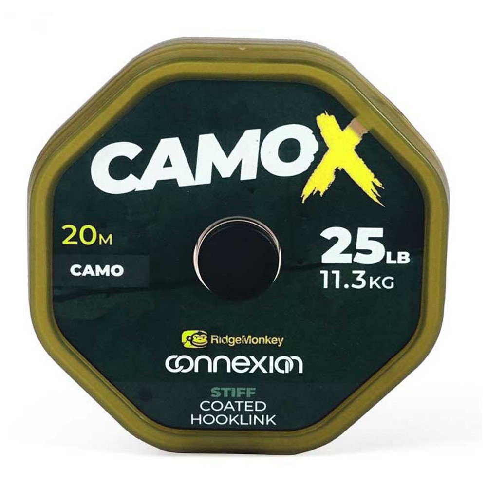 Ridgemonkey RMCX-CXST25 Connexion CamoX Крючок с жестким покрытием 20 m Ловля карпа линия Золотистый Brown 25 Lbs 