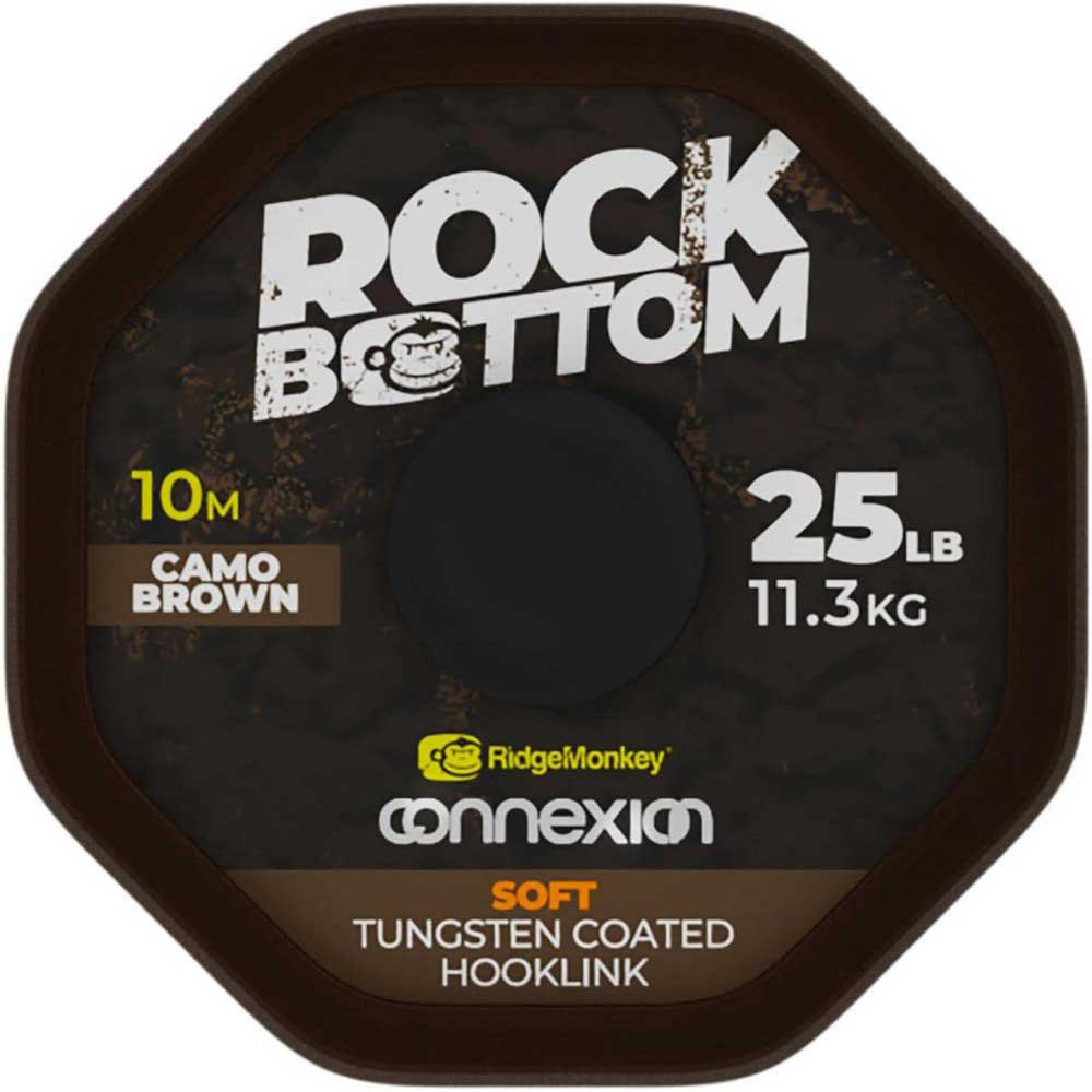Ridgemonkey RMT-RBTC-SCB25 Connexion Rock Bottom Tungsten Soft Coated Hooklink 20 m Карповая Ловля Camo Brown 25 Lbs 