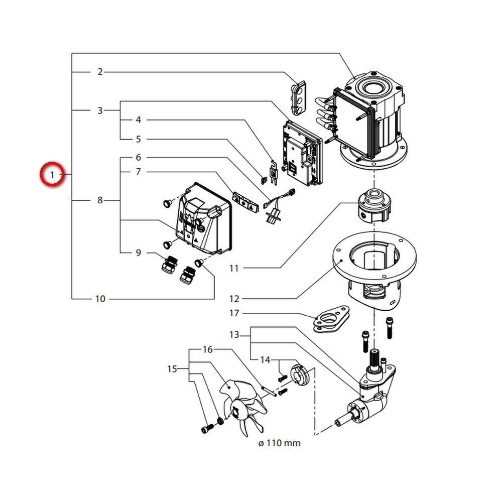 Электродвигатель в сборе Vetus BPA0301 для ПУ BOWA0301