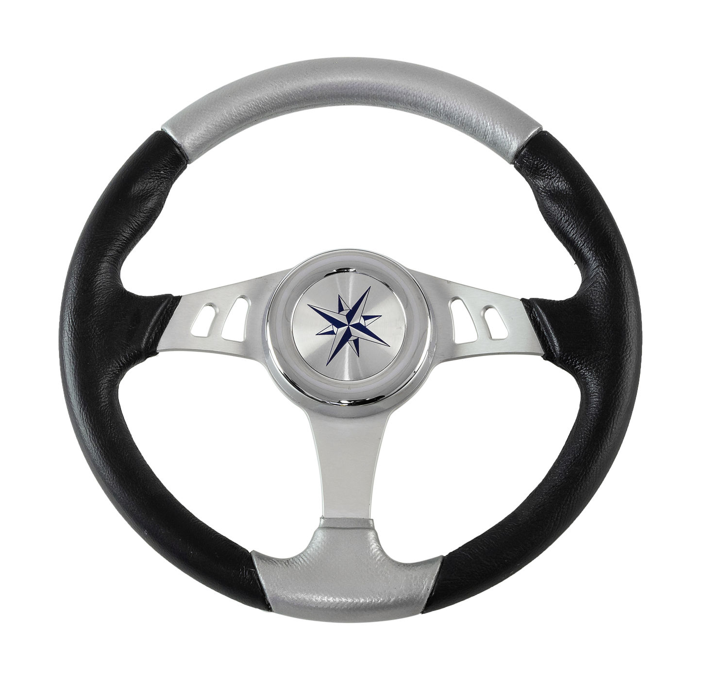 Купить Рулевое колесо SKIPPER обод черносеребристый, спицы серебряные д. 350 мм Volanti Luisi VN835001-93 7ft.ru в интернет магазине Семь Футов