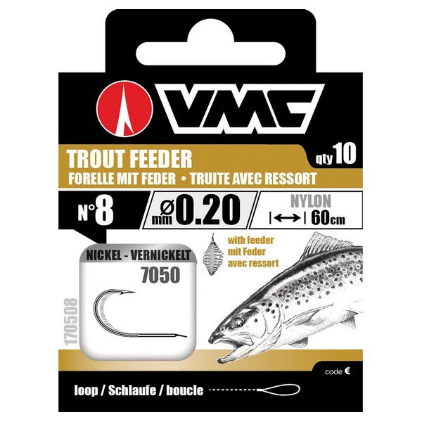 VMC 170504 Trout Feeder Связанные Крючки Серебристый Nickel 4 