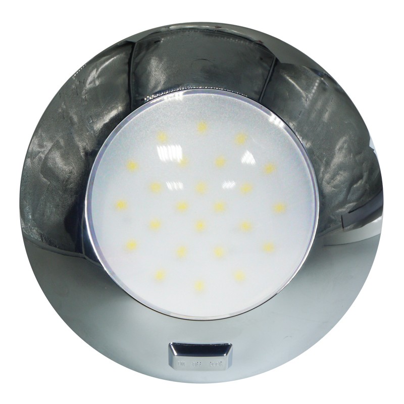 Светильник потолочный с выключателем Lalizas AquaLED 72382 IP20 4,8Вт 12-24В Ø143мм хромированный корпус
