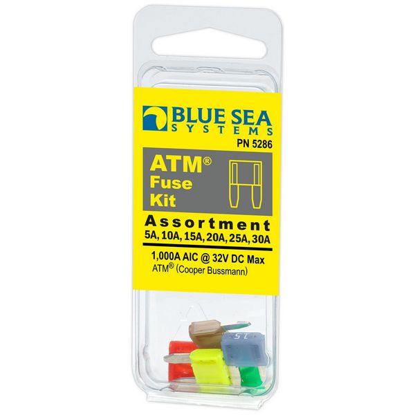 Комплект предохранителей типа ATM Blue Sea 5286 32В 5-30А 5 штук