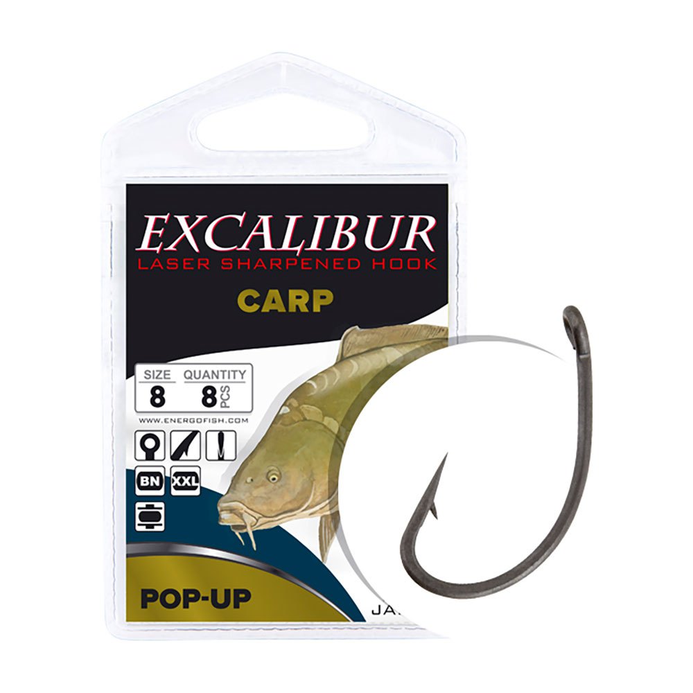 Excalibur 47320008 Carp Pop-Up Крючки С Одним Глазком Бесцветный Black Nickel 8