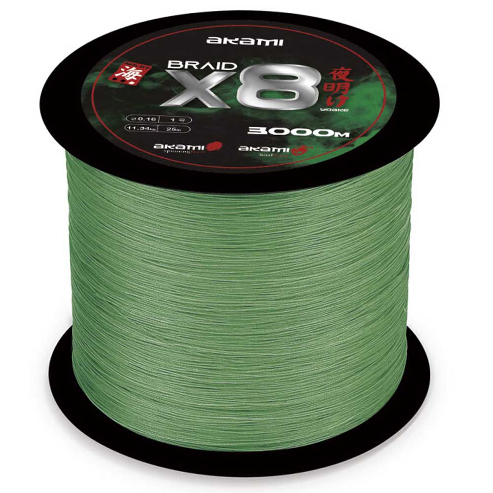 Akami 055452 Yoake X8 Плетеный 3000 m Зеленый  Dark Green 0.180 mm 