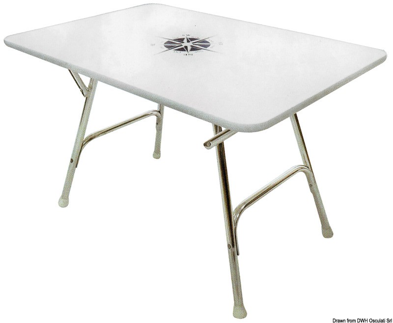 Купить Складной стол палубный 1100х600х700мм прямоугольный из белого верзалита и алюминия, Osculati 48.354.06 7ft.ru в интернет магазине Семь Футов