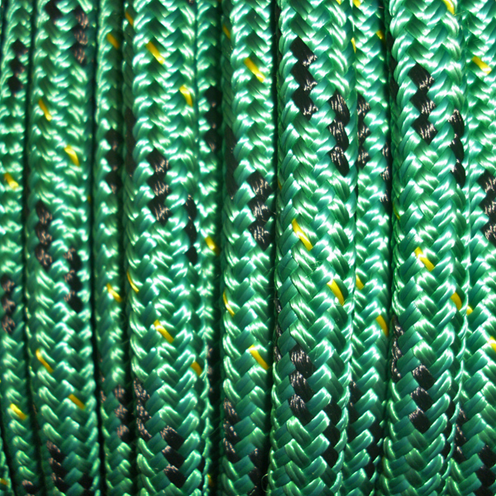Трос двойного плетения из полиэстера Benvenuti AB/05-* Ø12мм зеленый с черно-желтой сигнальной прядью